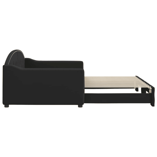 Sofá-cama, Sofá conversível com gavetão 100x200 cm tecido preto Sofá-cama, Sofá conversível com gavetão 100x200 cm tecido preto