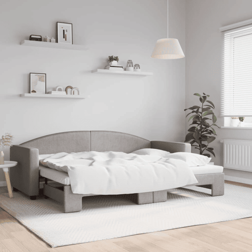 Sofá-cama, Sofá conversível com gavetão 80x200 cm tecido cinzento-acastanhado