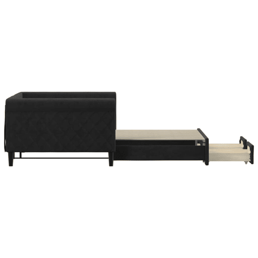 Sofá-cama, Sofá conversível com gavetão e gavetas 100x200 cm veludo preto