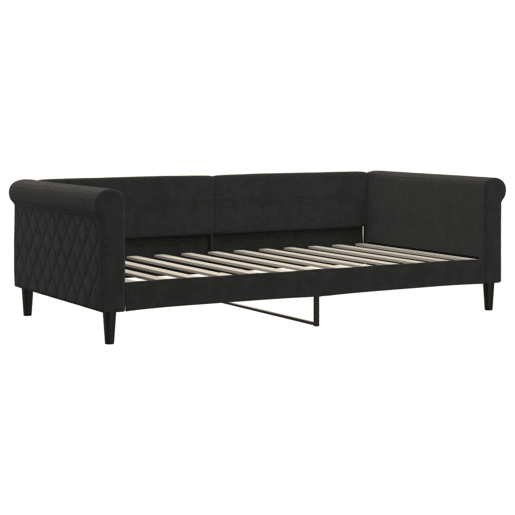 Sofá-cama, Sofá conversível com gavetão e gavetas 100x200 cm veludo preto