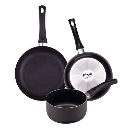 Conjunto PIXEL Chef Sauce com 2 frigideiras Ø20Ø24cm + panela Ø16cm em alumínio prensado e antiaderente