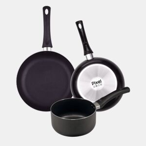 Conjunto PIXEL Chef Sauce com 2 frigideiras Ø20Ø24cm + panela Ø16cm em alumínio prensado e antiaderente