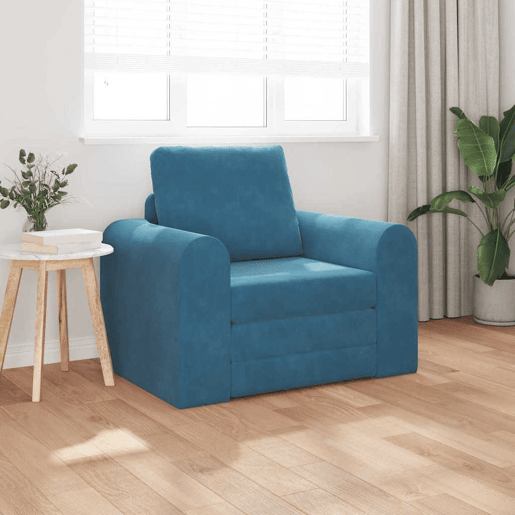 Sofá-cama, Sofá conversível Azul 98 x 71 x 83 cm Veludo