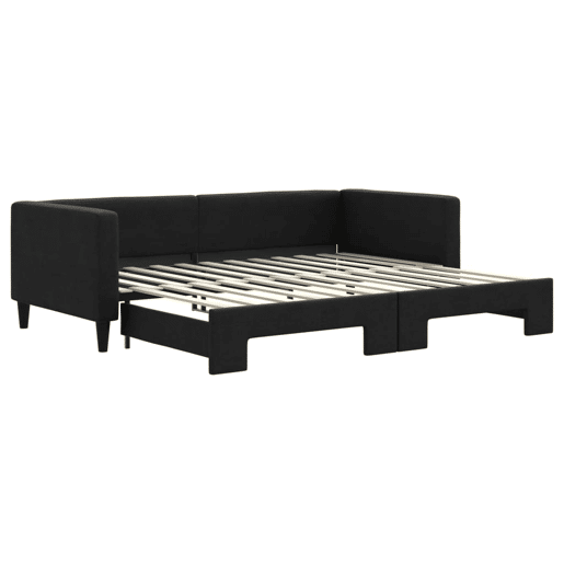 Sofá-cama, Sofá conversível com gavetão 90x200 cm tecido preto Sofá-cama, Sofá conversível com gavetão 90x200 cm tecido preto