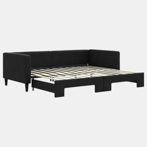 Sofá-cama, Sofá conversível com gavetão 90x200 cm tecido preto