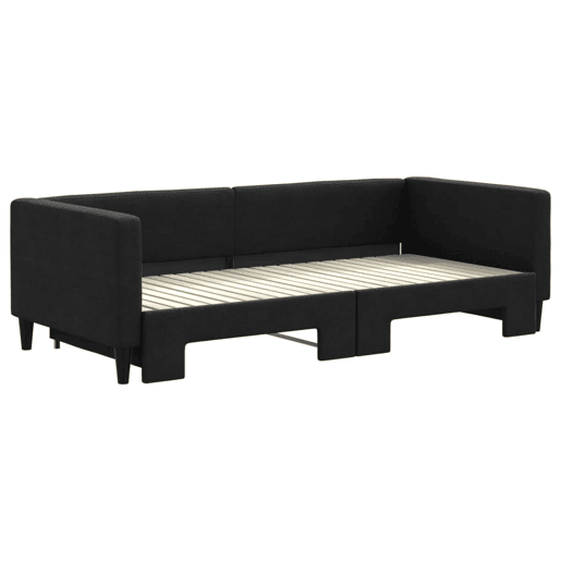 Sofá-cama, Sofá conversível com gavetão 90x200 cm tecido preto Sofá-cama, Sofá conversível com gavetão 90x200 cm tecido preto
