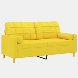 Sofá 2 lug. - Sofá fixo + almofadas decorativas 140 cm tecido amarelo-claro