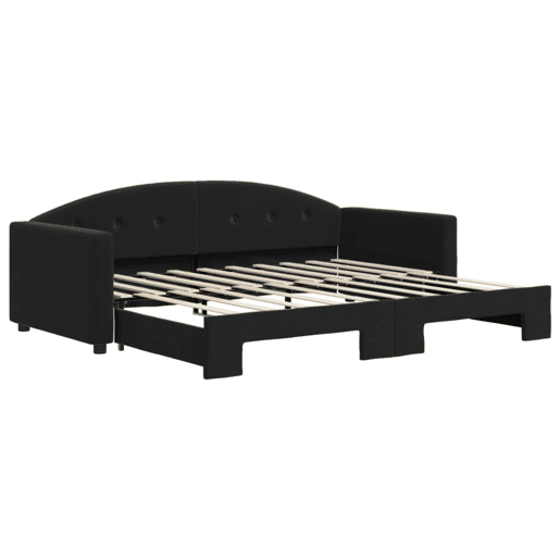 Sofá-cama, Sofá conversível com gavetão 90x190 cm veludo preto