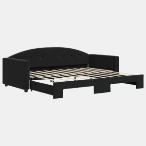 Sofá-cama, Sofá conversível com gavetão 90x190 cm veludo preto