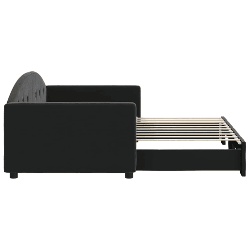Sofá-cama, Sofá conversível com gavetão 90x190 cm veludo preto
