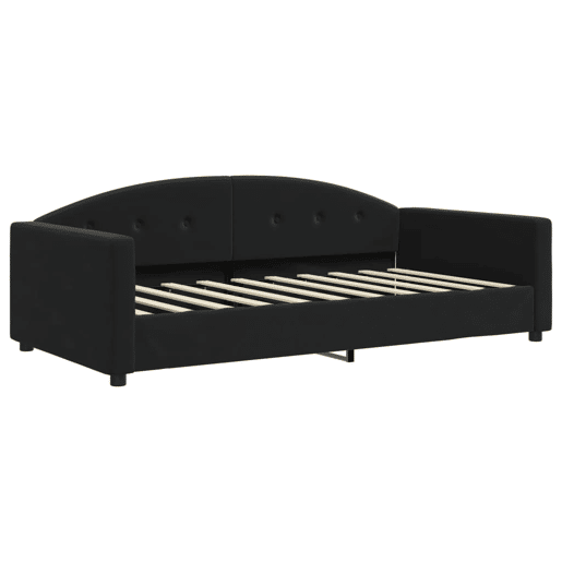 Sofá-cama, Sofá conversível com gavetão 90x190 cm veludo preto