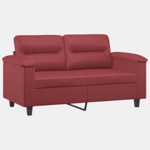 Sofá de 2 lugares - Sofá fixo 120 cm couro artificial vermelho tinto