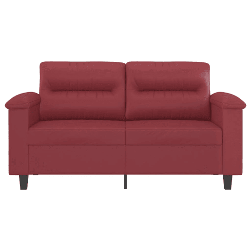 Sofá de 2 lugares - Sofá fixo 120 cm couro artificial vermelho tinto Sofá de 2 lugares - Sofá fixo 120 cm couro artificial vermelho tinto