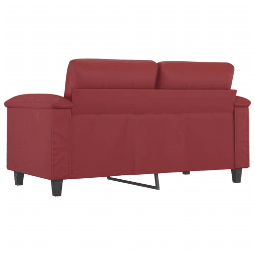 Sofá de 2 lugares - Sofá fixo 120 cm couro artificial vermelho tinto Sofá de 2 lugares - Sofá fixo 120 cm couro artificial vermelho tinto