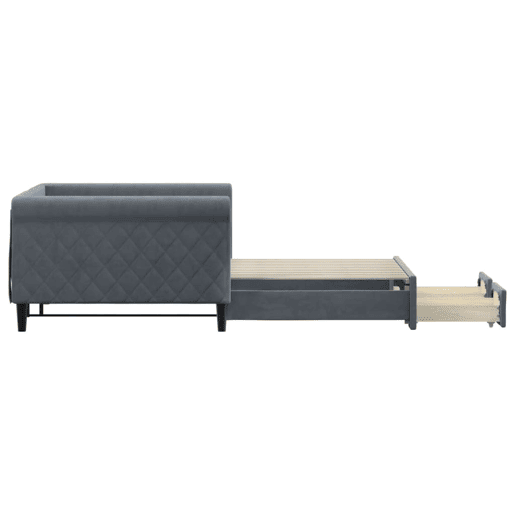 Sofá-cama, Sofá conversível c gavetão e gavetas 100x200cm veludo cinzento-escuro Sofá-cama, Sofá conversível c gavetão e gavetas 100x200cm veludo cinzento-escuro
