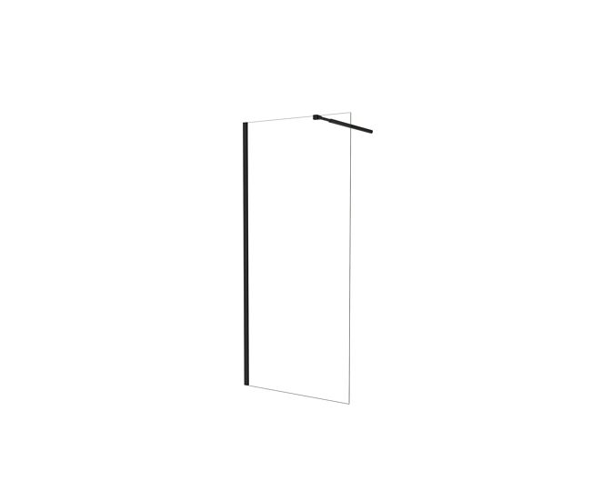 Walk in mampara de ducha fija frontal 1 hoja sin marco exterior,cristal templado antical 5mm con barra 73-120cm,perfil negro mate,(680-700)x1900mm