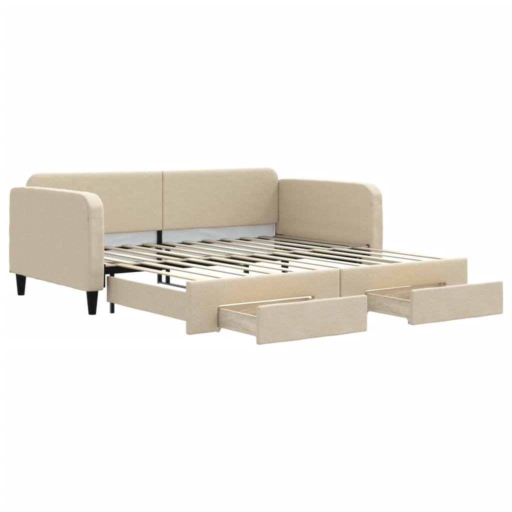 Sofá cama - sofá convertible nido con cajones tela color crema 100x200 cm
