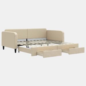 Sofá-cama, Sofá conversível com gavetão e gavetas 100x200 cm tecido cor creme