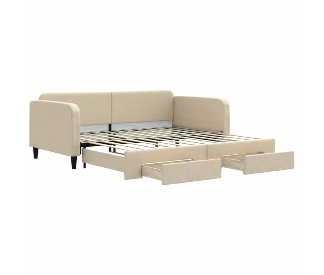 Sofá cama - sofá convertible nido con cajones tela color crema 100x200 cm