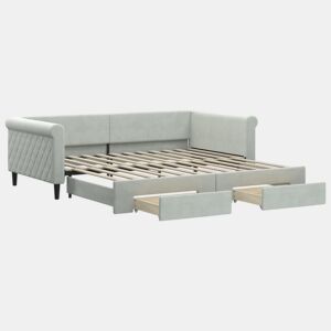 Sofá-cama, Sofá conversível c gavetão e gavetas 100x200 cm veludo cinzento-claro