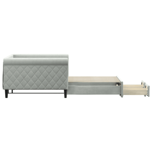 Sofá-cama, Sofá conversível c gavetão e gavetas 100x200 cm veludo cinzento-claro Sofá-cama, Sofá conversível c gavetão e gavetas 100x200 cm veludo cinzento-claro