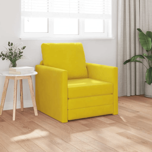 Sofá-cama, Sofá conversível Amarelo Escuro 74 x 77 x 81 cm Veludo
