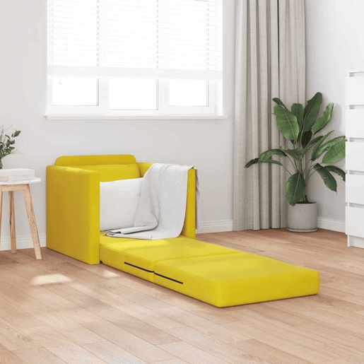 Sofá-cama, Sofá conversível Amarelo Escuro 74 x 77 x 81 cm Veludo