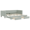 Sofá-cama, Sofá conversível c gavetão e gavetas 90x190 cm veludo cinzento-claro