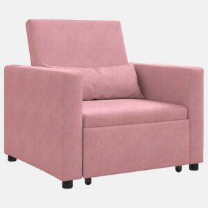 Sofá cama, Sofá conversível single com rodas rosa claro 90 x 165 x 87 cm Veludo