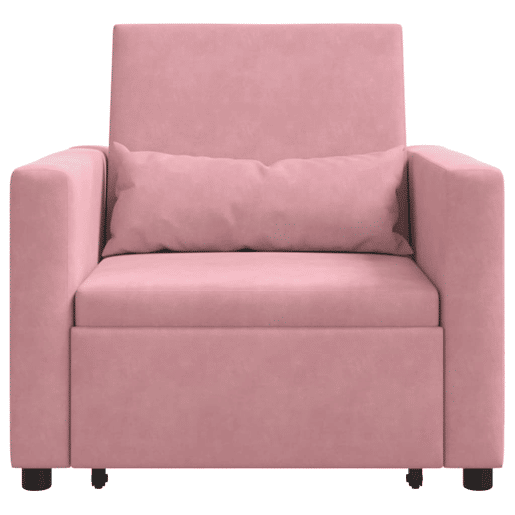 Sofá cama, Sofá conversível single com rodas rosa claro 90 x 165 x 87 cm Veludo