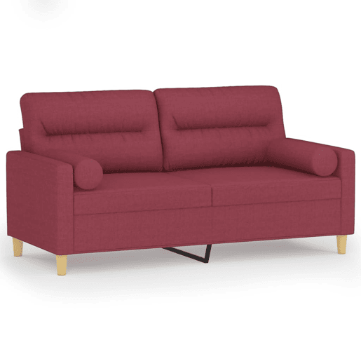 Sofá 2 lug. Sofá fixo + almofadas decorativas 140cm tecido vermelho tinto Sofá 2 lug. Sofá fixo + almofadas decorativas 140cm tecido vermelho tinto