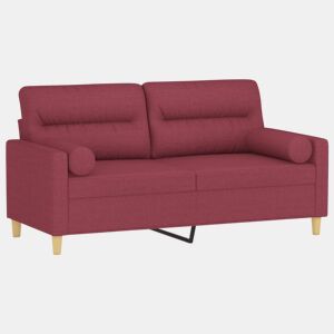 Sofá 2 lug. Sofá fixo + almofadas decorativas 140cm tecido vermelho tinto