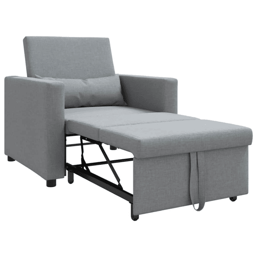 Sofá cama, Sofá conversível single Cinzento-claro 90 x 165 x 87 cm tecido