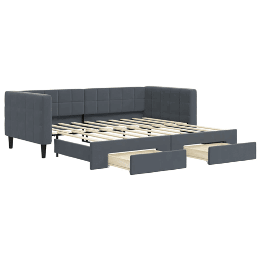 Sofá-cama, Sofá conversível c gavetão e gavetas 90x190 cm veludo cinzento-escuro Sofá-cama, Sofá conversível c gavetão e gavetas 90x190 cm veludo cinzento-escuro