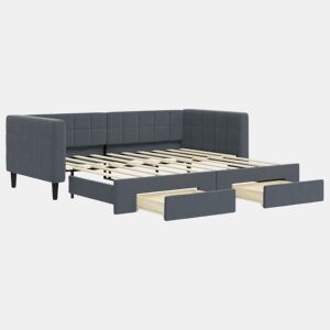 Sofá-cama, Sofá conversível c gavetão e gavetas 90x190 cm veludo cinzento-escuro