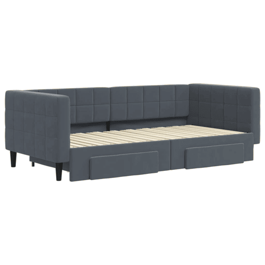 Sofá-cama, Sofá conversível c gavetão e gavetas 90x190 cm veludo cinzento-escuro Sofá-cama, Sofá conversível c gavetão e gavetas 90x190 cm veludo cinzento-escuro
