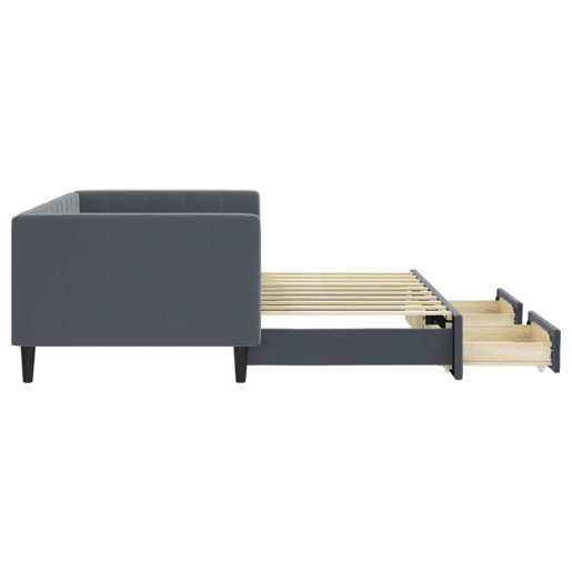 Sofá-cama, Sofá conversível c gavetão e gavetas 90x190 cm veludo cinzento-escuro Sofá-cama, Sofá conversível c gavetão e gavetas 90x190 cm veludo cinzento-escuro
