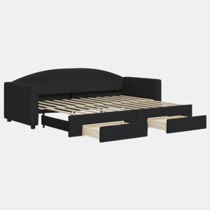 Sofá-cama, Sofá conversível com gavetão e gavetas 80x200 cm tecido preto