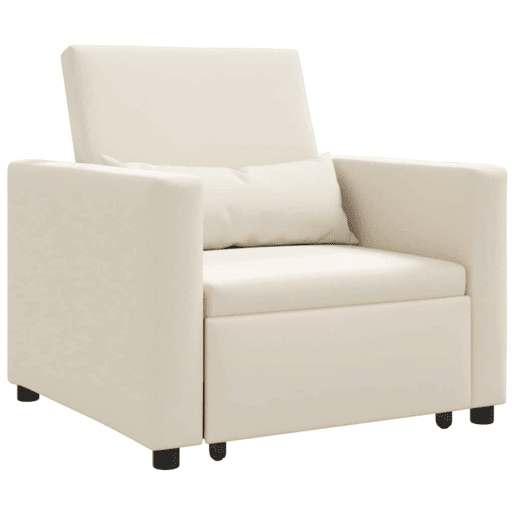 Sofá cama, Sofá conversível single com rodas Branco creme 90 x 165 x 87 cm tecido