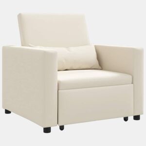 Sofá cama, Sofá conversível single com rodas Branco creme 90 x 165 x 87 cm tecido