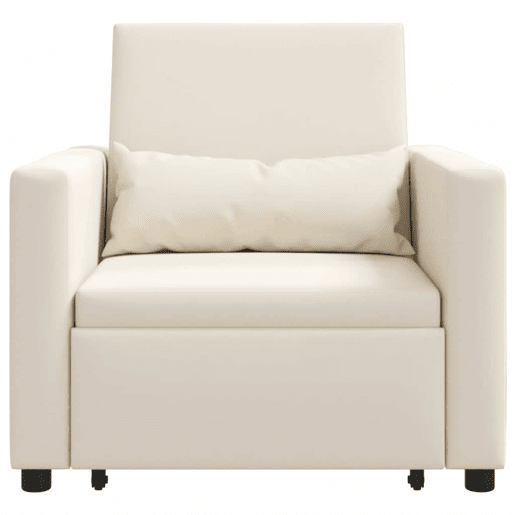 Sofá cama, Sofá conversível single com rodas Branco creme 90 x 165 x 87 cm tecido