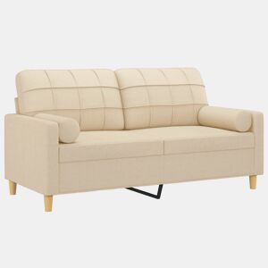 Sofá 2 lugares, Sofá fixo + almofadas decorativas 140 cm tecido cor creme