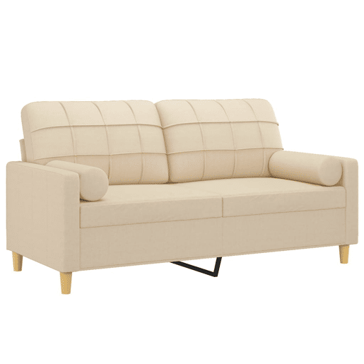 Sofá 2 lugares, Sofá fixo + almofadas decorativas 140 cm tecido cor creme Sofá 2 lugares, Sofá fixo + almofadas decorativas 140 cm tecido cor creme