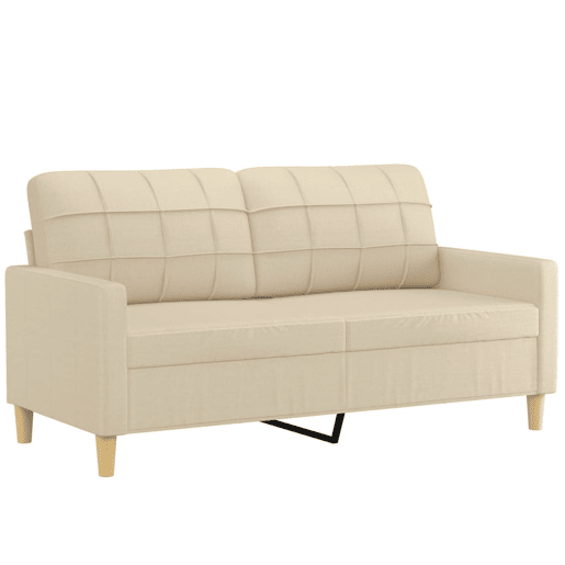 Sofá 2 lugares, Sofá fixo + almofadas decorativas 140 cm tecido cor creme Sofá 2 lugares, Sofá fixo + almofadas decorativas 140 cm tecido cor creme