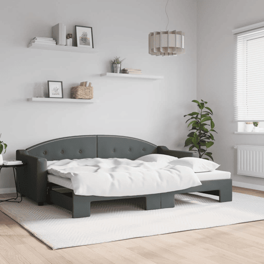 Sofá-cama, Sofá conversível com gavetão 80x200 cm tecido cinzento-escuro Sofá-cama, Sofá conversível com gavetão 80x200 cm tecido cinzento-escuro
