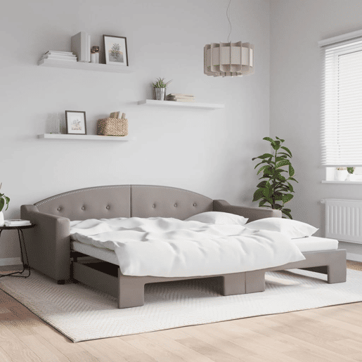Sofá-cama, Sofá conversível com gavetão 100x200 cm tecido cinzento-acastanhado