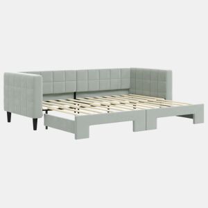 Sofá-cama, Sofá conversível com gavetão 80x200 cm veludo cinzento-claro