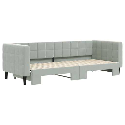 Sofá-cama, Sofá conversível com gavetão 80x200 cm veludo cinzento-claro Sofá-cama, Sofá conversível com gavetão 80x200 cm veludo cinzento-claro