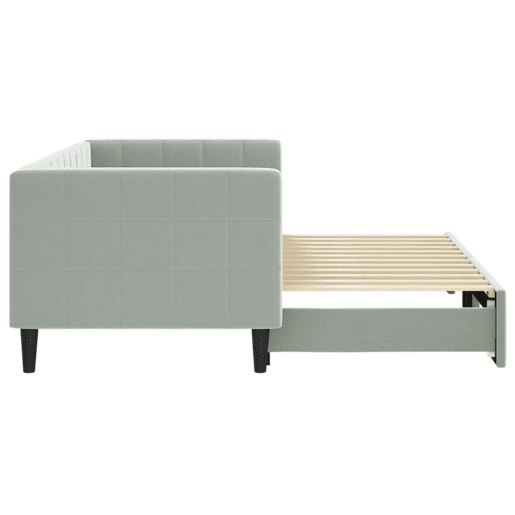 Sofá-cama, Sofá conversível com gavetão 80x200 cm veludo cinzento-claro Sofá-cama, Sofá conversível com gavetão 80x200 cm veludo cinzento-claro