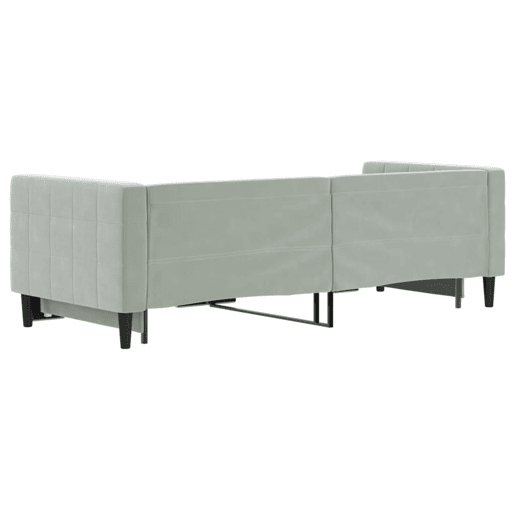 Sofá-cama, Sofá conversível com gavetão 80x200 cm veludo cinzento-claro Sofá-cama, Sofá conversível com gavetão 80x200 cm veludo cinzento-claro
